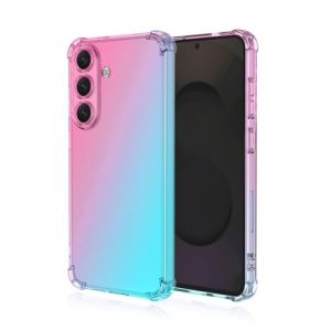 Topme Coque pour Samsung Galaxy S25 FE (6.7" inches), &Eacute;tui de T&eacute;l&eacute;phone Portable en Silicone TPU Souple avec D&eacute;grad&eacute; de Couleur Transparent - Rose Vert (topme, neuf)