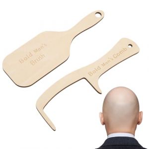 Peigne Et Brosse Pour Hommes Chauve, Peigne En Bois Sans Poils Et Sans Dents, Ensemble Cadeau Humoristique Peignes Pour Hommes Chauve, Cadeau Gag Humoristique Pour P&egrave;re, Maris, Petit Ami (YANGHONGdpu, neuf)