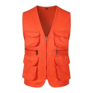 Generisch Gilet de chasse pour homme - Court - Avec de nombreuses poches - Multifonction - Gilet softshell - Gilet de v&eacute;lo, Orange, X-Large (CaIYouny, neuf)
