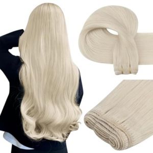 Easyouth 45cm Extension Cheveux Naturel Tissage Blond Extension a Tissage Cheveux Humain Blond Blanc Double Trame Tissage Cheveux Vrais Lisse pour les Femmes #1000 100g (Easyouth Hair, neuf)