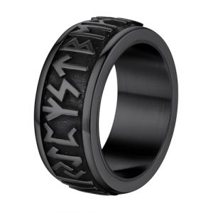 Supcare Bague Homme Viking Rune Rotative 69 Grand Anneau Celtique Bague anti-stress pour homme Pouce Acier Enfant Garcon Amulette Tournante pour Index Annulaire Bague Hologramme Ado Adult (Supcare EU Store, neuf)