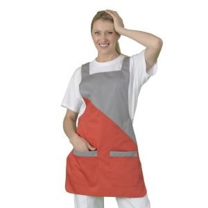 Hurry Jump Tablier chasuble Tablier sans manches femme type blouse chasuble gris et rouge prt gris aux poches (Label blouse, neuf)