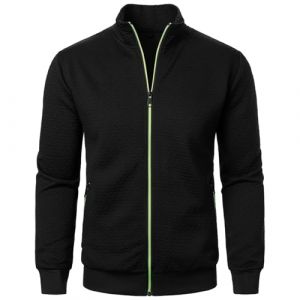 Sweat Homme sans Capuche Couleur Unie Sweat Zippé Homme Col Montant Veste Homme Sweatshirt Homme Cardigan Homme Hiver Sportswear Manteau Blouson Homme Mi Saison Pull Col Roulé Demi-Fermeture Éclair (yangmingmingamz, neuf)