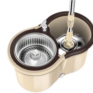 Balai À Franges Et Seau Essoreur À Pédale, Kit Balai Serpillère Et Seau Essoreur, Balai Serpillère Rotatif À 360° avec Seau Et 1 Remplaçable Tampon Microfibre, Ensemble Seau Et Balai De Nettoyage Sol (Murman, neuf)