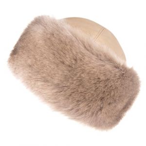 Futrzane Siberian Toque - Chapka Femme Cuir avec Fourrure - Chic Bonnet Hiver (XL, Sable - Beige Siberian) (Futrzane EU, neuf)