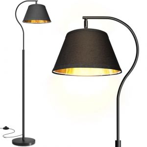 BBHome Lampadaire sur pied Salon, Lampadaire Arc avec abat-jour et Interrupteur &agrave; pied, Lampe salon Moderne avec Ampoule LED 9W, Lampe E27 170 cm pour Chambre, Bureau (Noir-Or) (BBHome store, neuf)