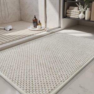SIXHOME Tapis de Bain 40 * 120cm Tapis Salle de Bain Antid&eacute;rapant en Chenille Lavable en Machine Super Absorbant Blanc cr&egrave;me (DEXIEUR, neuf)