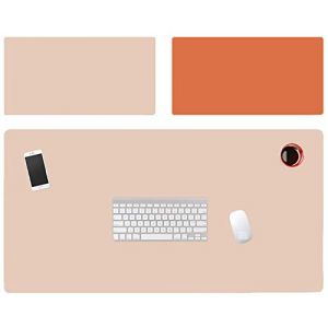 Insun Tapis de Souris Bureau en Cuir Synth&eacute;tique Imperm&eacute;able Ultra Mince Anti d&eacute;rapant Tapis de Bureau avec Double C&ocirc;t&eacute; pour Les Jeux et sous-Main Bureau Beige Orange 45x35cm (3STH. EU, neuf)