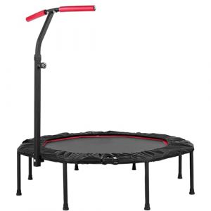 LIFERUN Trampoline d'intérieur Ø101cm,Trampoline de Fitness Pliable,Trampoline pour Adultes et Enfants,Capacité de Charge 150 kg,Hauteur de Main Courante réglable,Entraînement d'endurance,Noir (Dorigod Trading Limited, neuf)
