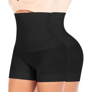 Short Gainant Femme Ventre Plat Culotte Gainante Amincissante Taille Haute Shorty Anti Frottement Cuisse Invisible (#2 Noir+Noir,L) (YARRCO, neuf)