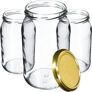 KADAX Lot de 48 bocaux de conservation en verre pour couvercle à visser - 900 ml - Utilisable comme pot à confiture - Bocaux de conservation - Doré K5198 (KADAX, neuf)