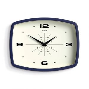 JONES CLOCKS&reg; Movie Horloge Murale | Horloge r&eacute;tro rectangulaire | 25 cm | Bleue | Style Design Cool des ann&eacute;es 50 pour la Cuisine, Le Salon ou Le Bureau (Newgate World Ltd, neuf)