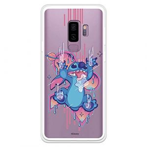 Coque pour Samsung Galaxy S9 Plus officielle Lilo & Stitch Stitch Graffiti pour protéger votre téléphone. Coque en silicone souple sous licence officielle Disney. (La Casa de Las Carcasas, neuf)