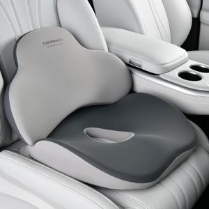 Coverado Coussins d'assise et oreillers de Soutien Lombaire pour Les chaises de Bureau Auto, Ergonomie Mousse Mémoire Chaises Coussins Oreiller de Soutien du Dos, sciatique et Coussin (Coverado, neuf)
