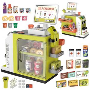 FORMIZON Caisse Enregistreuse Enfants, Jouet de Caisse Enregistreuse avec Son, Calculatrice et Lumière Scanner, Jouet Supermarché Enfant (Vert1) (Passionor Trade Kft., neuf)