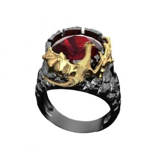 Bague Dragon Ailes Pierre Rouge, Bague Griffe Dragon Strass Pour Hommes, Bague Dragon Gothique Cristal Rouge Bijoux D'animaux Dragon Hip Hop, Bague D'aile Dragon Rubis Rouge (64) (MayiaHey, neuf)