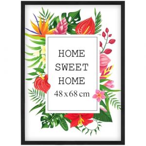 MG Design Cadre photo en bois 48 x 68,3 cm Noir &ndash; plexiglas transparent, &agrave; suspendre vertical et horizontal &ndash; pour photos, posters et puzzles (MGDESIGN, neuf)