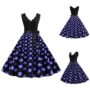 G&eacute;n&eacute;rique Femmes Robe Annee 50 60 40 Vintage Pin Up Retro &eacute;L&eacute;Gante Mariage Cocktail Soir&eacute;E F&ecirc;Te C&eacute;R&eacute;Monie D&eacute;Contract&eacute;E Fronc&eacute; &agrave; Volants Robe Rockabilly Femme Pin Up (qiaoxiahe, neuf)