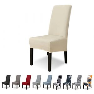 Lydevo Housse de Chaise XL Extensible 4 Pièces Grand Housse de Chaise de Salle à Manger Couverture de Chaise Grande Taille Amovible Lavable pour Décor Salle à Manger Hôtel Cuisine,Beige (lydevo, neuf)