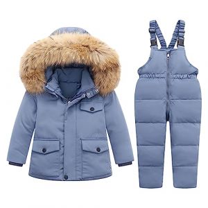 amropi Combinaison de Ski Bébé Filles Veste de Duvet à Capuche et Pantalons de Neige 2 Pièces Hiver Ensemble de Ski Bleu,3-4 Ans (YunBao Footwear Trade, neuf)