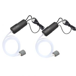 ENJOY-UNIQUE Pompe &agrave; Air Aquarium Mini, Bulleur Aquarium, Pompe &agrave; Oxyg&egrave;ne &agrave; &eacute;conomie d'&eacute;nergie pour Poisson R&eacute;servoir avec Un Pierre &agrave; Bulles, Lot de 2 (EnjoyUnique, neuf)