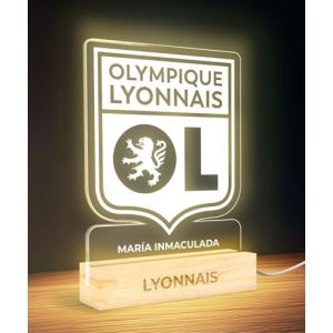 Panorama Lampe de Chevet Foot 15x22 cm Olympique de Lyon - Lampe Led Personnalis&eacute; - Veilleuse Enfant pour Table de Nuit - Lumiere Chambre Decoration - Cadeau Personnalis&eacute; et Original (home & living, neuf)