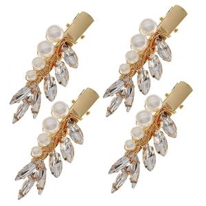 FRCOLOR 4 Pièces Pinces À Cheveux De Mariage Barrettes À Cheveux Bling Décoration De Cheveux Épingles À Cheveux En Perles Accessoires De Cheveux De Fille Kit D'Épingle À Cheveux Tressé (Laners, neuf)