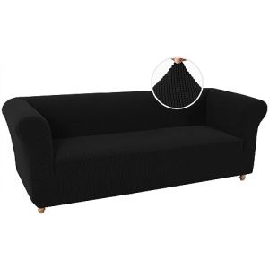 WJHDWYD Housse de canap&eacute; Extensible Chesterfield, antid&eacute;rapante, r&eacute;sistante aux Taches, Housse de canap&eacute; Extensible 3 Places avec accoudoirs, Tissu Ultra Doux(Nero,3 Posti) (WJHDWYD FURNITURE SOFA, neuf)