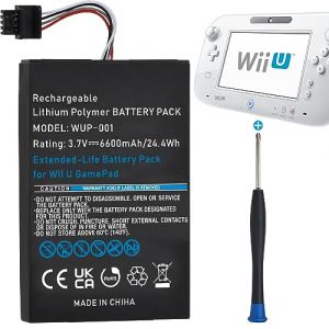 Uwayor WUP-001 Batterie de rechange haute capacit&eacute; avec tournevis pour manette de jeu Wii U 6600 mAh 3,7 V (Uwayor, neuf)