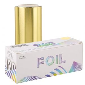 Segbeauty Aluminium Meches Cheveux, Papier Meches Coiffure, Rouleau d'Aluminium pour la Coloration des Cheveux, avec Cutter Int&eacute;gr&eacute;, Appareils et Outils de Coiffure (120mm X 50m, Couleur Or) (Seg-Beauty, neuf)