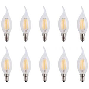 ZFQ Lot de 10 4W E14 Ampoule de Filament LED Flamme Bougie 2700K Blanc Chaud Equivalent Ampoules Halogène 40W AC 220-240V Non-Dimmable (ZFQ, neuf)