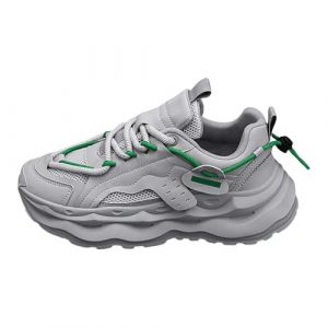 Baskets pour homme avec semelle épaisse en maille avec fermeture à lacets, semelle compensée épaisse avec tige respirante, semelle intérieure rembourrée, semelle extérieure antidérapante, cadre de (Silver Clear Selection, neuf)