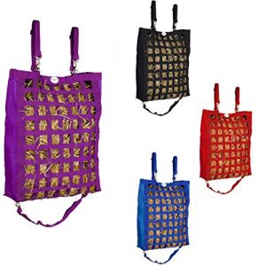 Majestic Ally Sac de foin &agrave; alimentation lente pour chevaux, chargeur de voyage r&eacute;glable pour remorque, simule le p&acirc;turage, r&eacute;duit les d&eacute;chets, 13"x10"x3", violet (MARYNIL, neuf)