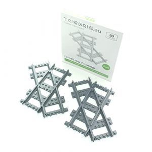 Trixbrix.eu gauche 45 deg. Crossings compatible avec Lego City Train Set 60197 60198 10277 60205 60238 60337 (Trixbrix EU, neuf)