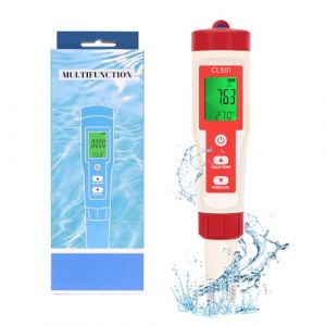 OBEST Testeur ph Mesure chlore piscine 5 en 1,Température PH Chlore ORP H2,testeur eau piscine,analyseur chlore,testeur d'eau portable avec écran LCD, pour eau potable, piscine, laboratoire (Jun Ao Trading Co., Ltd., neuf)