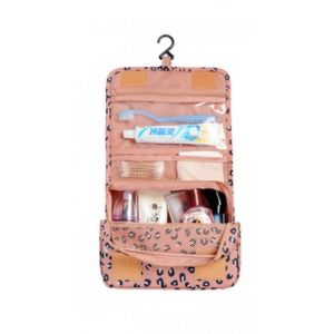 Trousse De Toilette Originale Femme Le-Globe-Trotteur Fleurs Bordeaux Pliable Imperméable Avec Poignée De Transport Pour Produits Beauté Et Douche (Imprimé Léopard) (PJSshop, neuf)