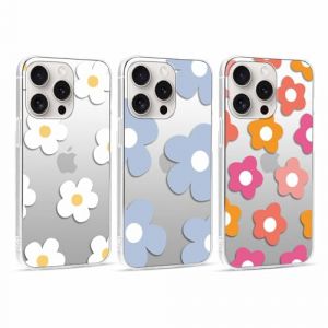 Foonary 3 Pi&egrave;ces Transparente Coque pour Apple iPhone 16 Pro 6,3", Etui Aesthetic Fleur Motif Dessin Housse, Souple Silicone Cover Antichoc Bumper Protection Case pour iPhone 16 Pro, Fleur 04 (BAROR TRADING, neuf)