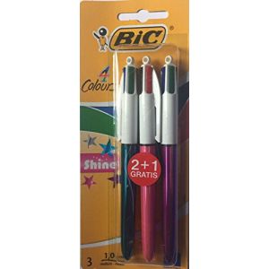 Stylo à bille rétractable BIC Shine 4 en 1, lot de 3 (DLM Direct FR, neuf)