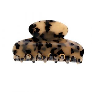 PACKOVE Pince &agrave; Cheveux R&eacute;tro Dent&eacute;e en Acrylique Ac&eacute;tate Beige Marbr&eacute;, Grosse Taille, Accessoire Coiffure Femme Queue de Cheval, Griffe R&eacute;sistante pour Cheveux &Eacute;pais (Spring TU, neuf)