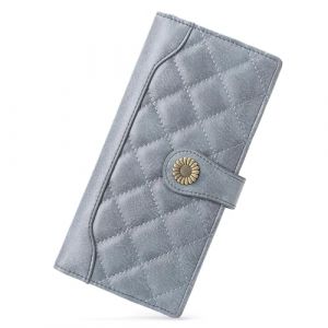 FALAN MULE Portefeuille Femme Cuir avec Blocage RFID Grande Femmes Embrayage avec Plusieurs Emplacements pour Cartes et Fermeture &eacute;clai et Bracelet Portefeuille C04 Bleu (FALAN MULE UK, neuf)