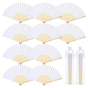 GWHOLE Eventail Blanc de Mariage 12 pcs Eventail en Papier Eventail Chinois Japonais Éventail en Résine pour Mariage Cadeaux Invités Mariage Décoration DIY (FDSJGDIFOIH, neuf)