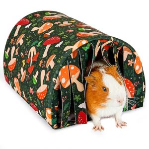 Hedgeink Tunnel Maison pour Cochon d&rsquo;Inde avec Rideau &ndash; Accessoire et Jouet Douillet pour Lapin avec Coussin Lavable &ndash; Cachette pour Furet, H&eacute;risson, Chinchilla, Hamster et Petits Animaux (HedgeinkEU, neuf)
