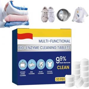 Lot de 2 tablettes de nettoyage multifonctionnelles bio-enzymatiques actives, détachant pour linge, mousse antirouille, poudre de nettoyage tout usage, pour vêtements/tables de cuisson (XIANHUIZHIREN, neuf)