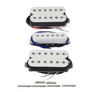 FLEOR 3 pi&egrave;ces guitare &eacute;lectrique HSH micros ensemble cou + milieu + pont micros en c&eacute;ramique pi&egrave;ces de guitare pour guitare &eacute;lectrique HSH, blanc (iknmusic-uk, neuf)