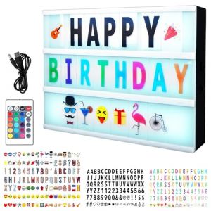 Boite Lumineuse Message LED: Light Box Avec 294 Lettres Emojis, Boîte Lumineuse A4 Avec Télécommande, Boîtes Lumineuses LED Pour Mariage, Boites Lumineuses Message, Anniversaire, Fête (SwiftCart Azalaya, neuf)