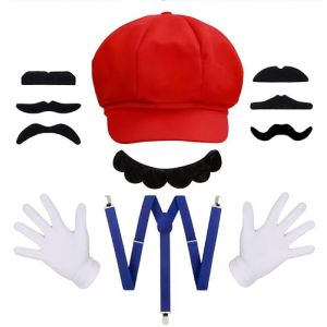 NebulaGlam Deguisement Mario Chapeau Luigi Casquette Rouge Deguisement Halloween Mario Luigi-Bros D&eacute;guisement D&eacute;guis&eacute; Cosplay pour Carnaval Halloween Cosplay (JoeGoods, neuf)