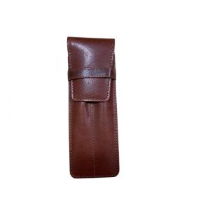 Love EMVY Double étui à stylos en cuir véritable – Peut contenir deux stylos, marron, Double porte-stylo (Love Emvy, neuf)