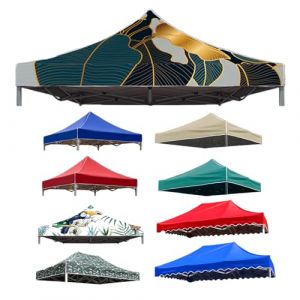 Toile de Rechange pour pavillon tonnelle Tente Toit de Remplacement Gazebo de Jardin Tissu Polyester Haute densité, Anti-UV 50+ pour Jardin, Terrasse, Marché Pavillon (Multicolour-2,2X2M(6.5'x6.5')) (LFUK3, neuf)