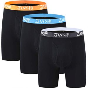 JINSHI Boxer Long Hommes Bambou Cale&ccedil;ons Doux Slip Respirant Hipster sous-v&ecirc;tement Pantalon Brief Microfibre de Grande Taille Lot de 3 Noir M (Yiruiya, neuf)