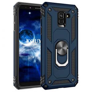 KOUYI Coque Samsung Galaxy A8 2018,Double Couche Renforc&eacute;e D&eacute;fense Bumper TPU Silicone Antichoc Armure Housse Etui avec Anneau Support pour Samsung Galaxy A8 2018 (Bleu) (LiHondar, neuf)
